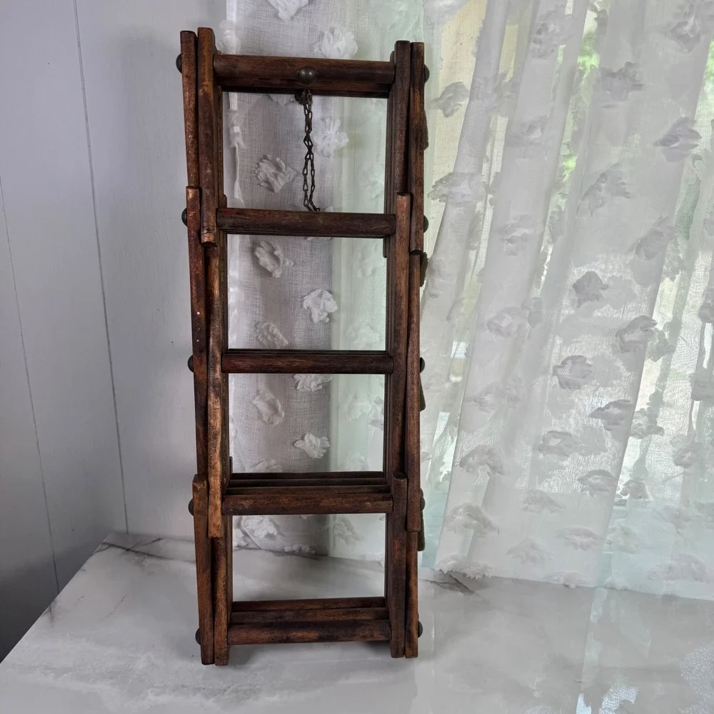 Vintage Wood Telescoping Accordion Wine Rack Expandable Midcentury Made in Japan